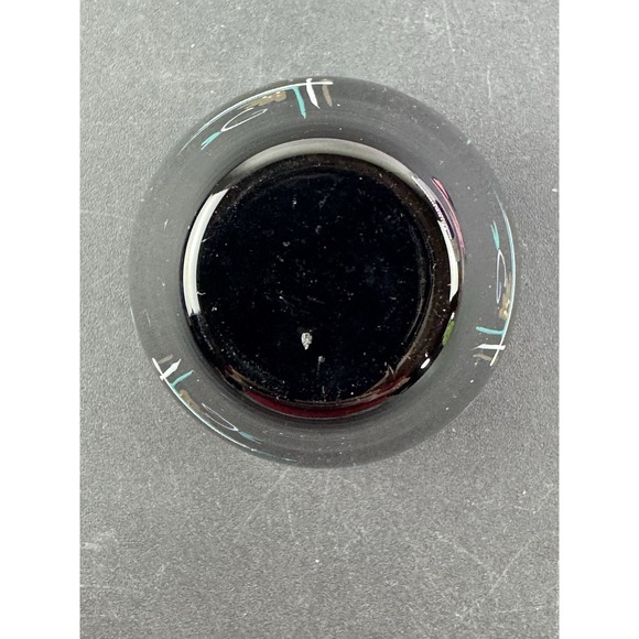 Hand Blown 4" Black Glass Vase Handpainted Art Deco 1930s Gold Trim - Picture 9 of 9